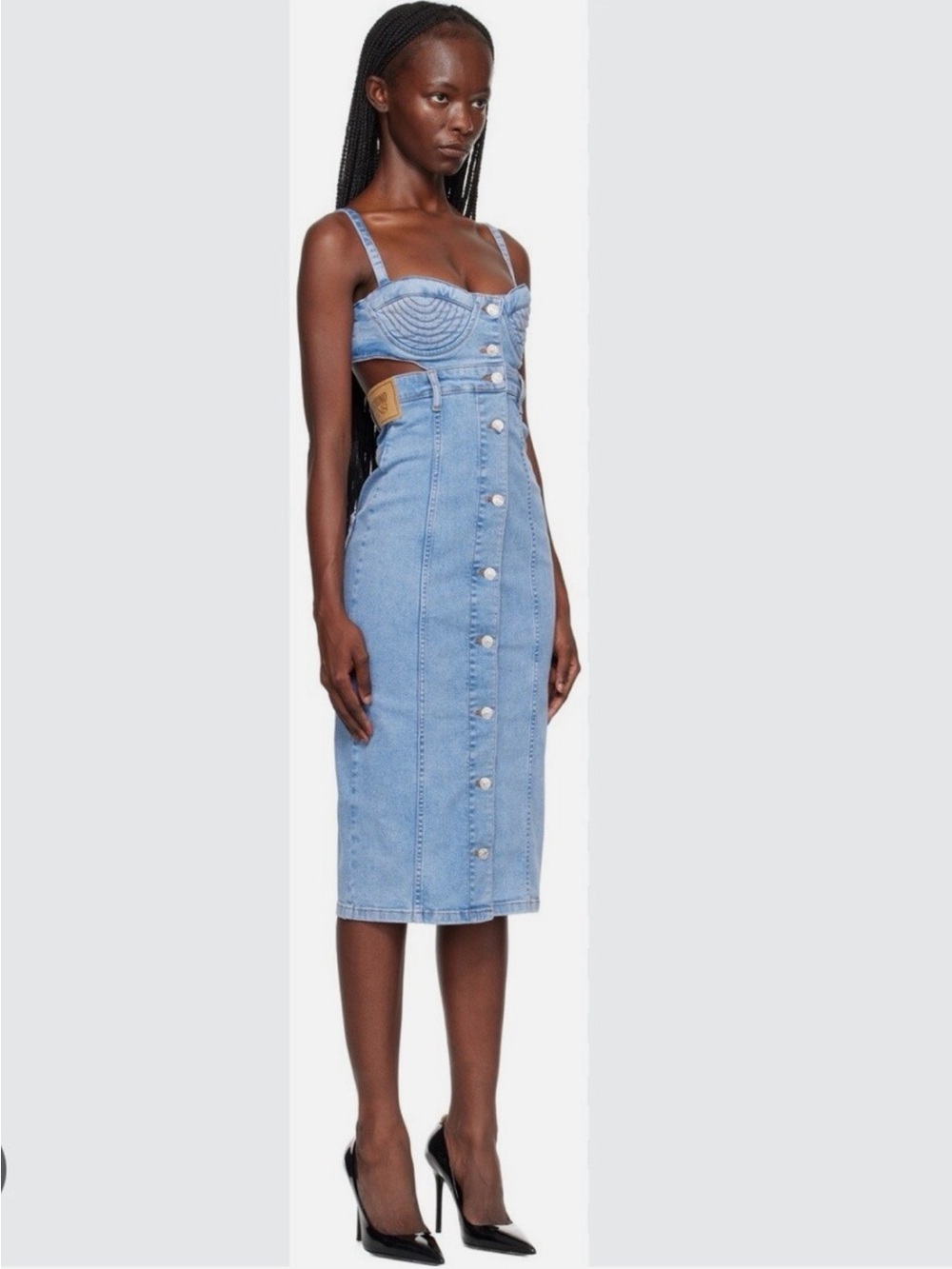 Moschino Light Blue Denim Button-Through Midi Dress